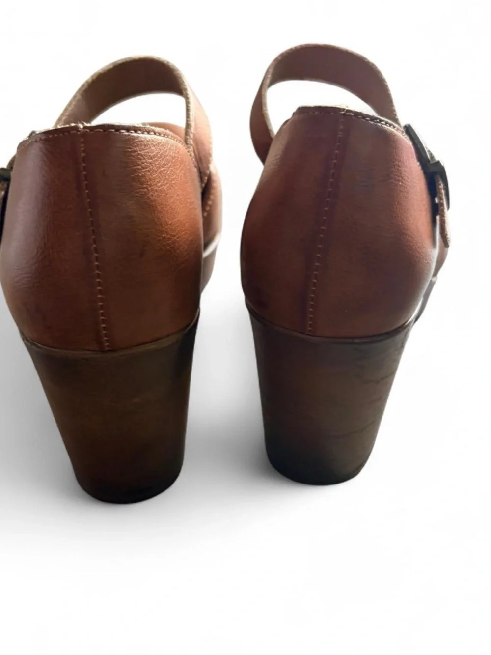 boc Brown Perforated Leather Mary Jane Clogs - Picture 3 of 6